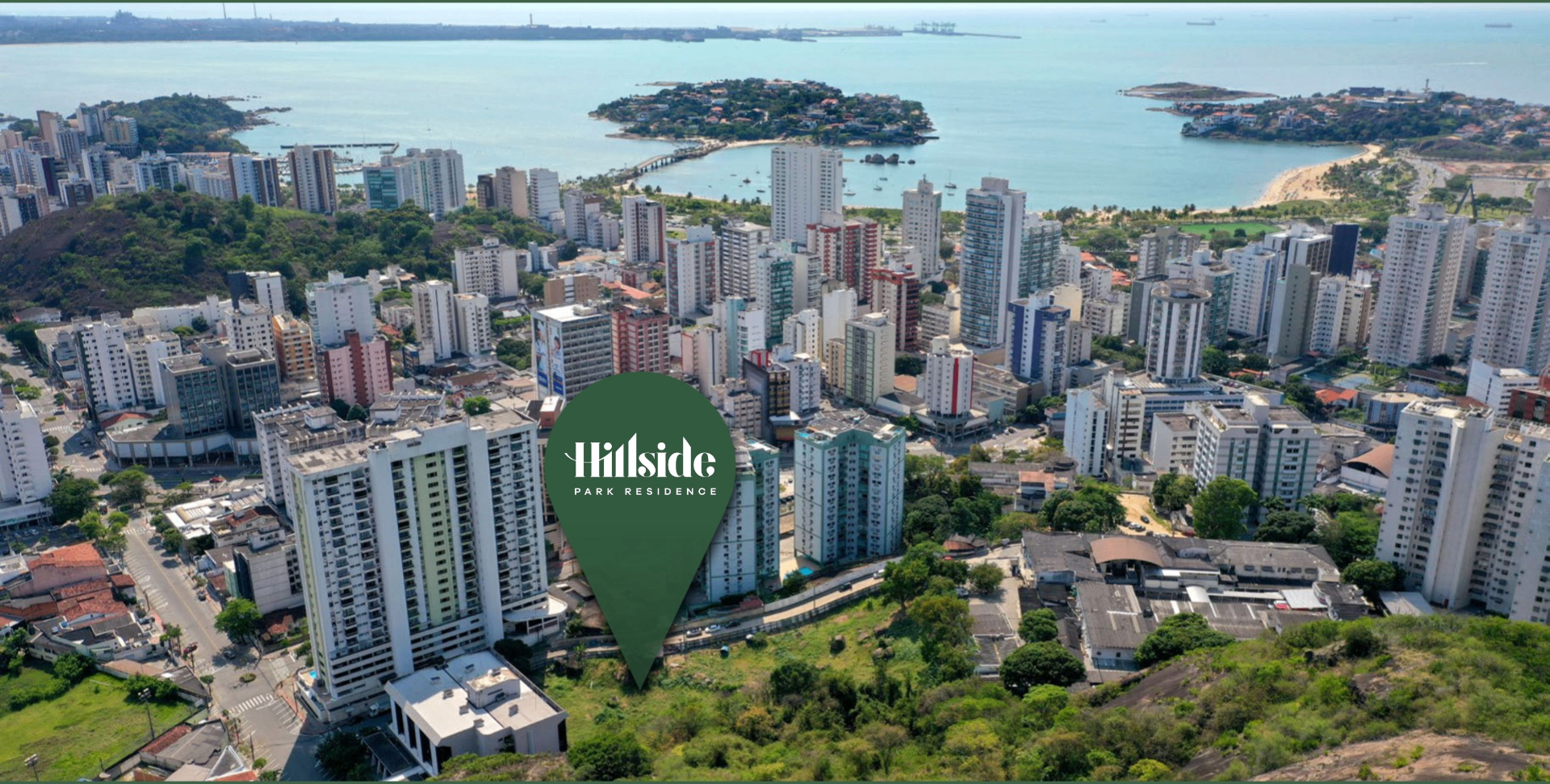 Vista aérea da localização do Hillside Park Residence em Santa Lúcia, Vitória