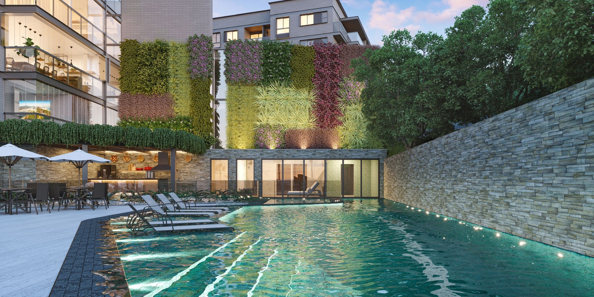 Piscina iluminada